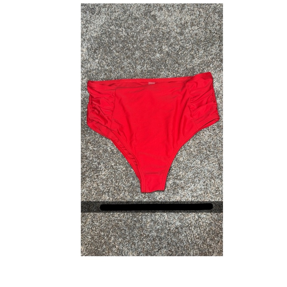 Red High-Waisted Bikini Bottoms